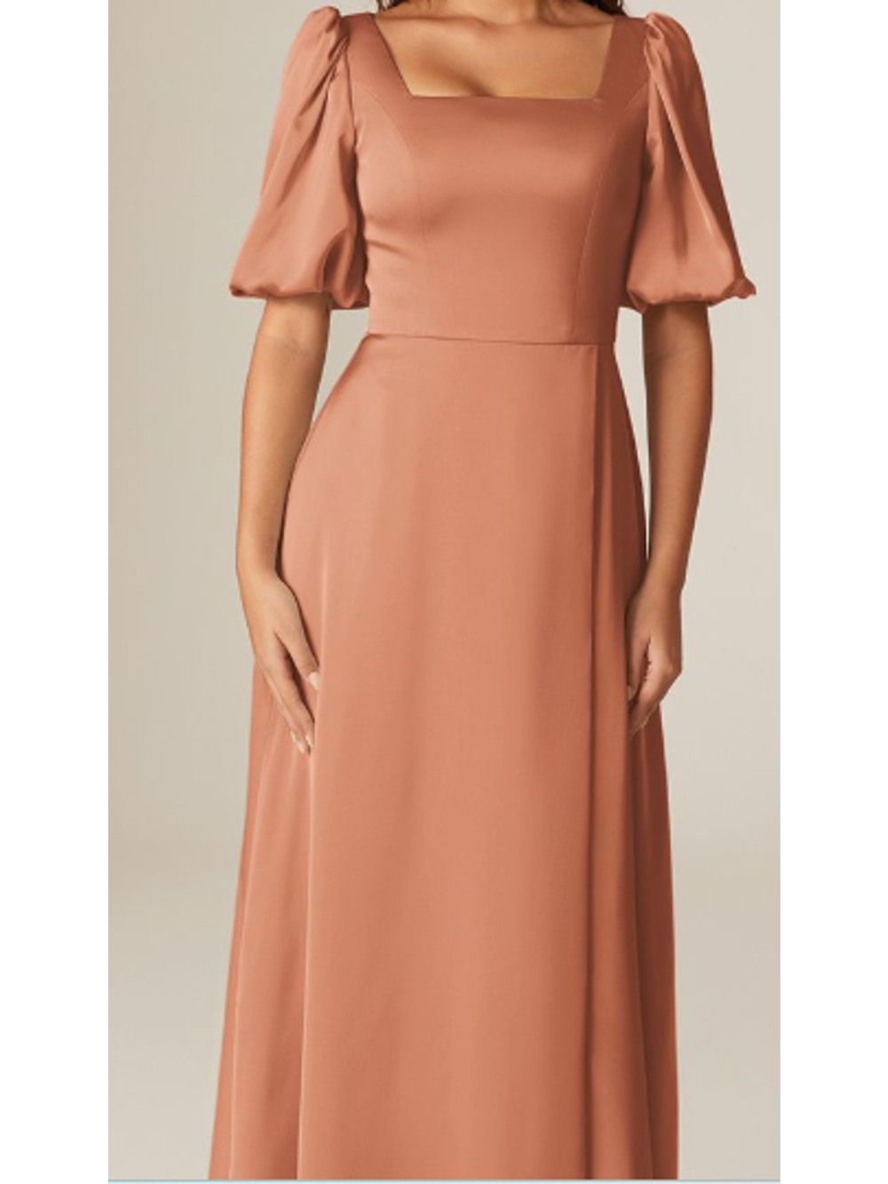 AW BRIDAL 4 S Raw Sienna Copper Etta Satin Bridesmaid Party Maxi Dress NEW 0B12